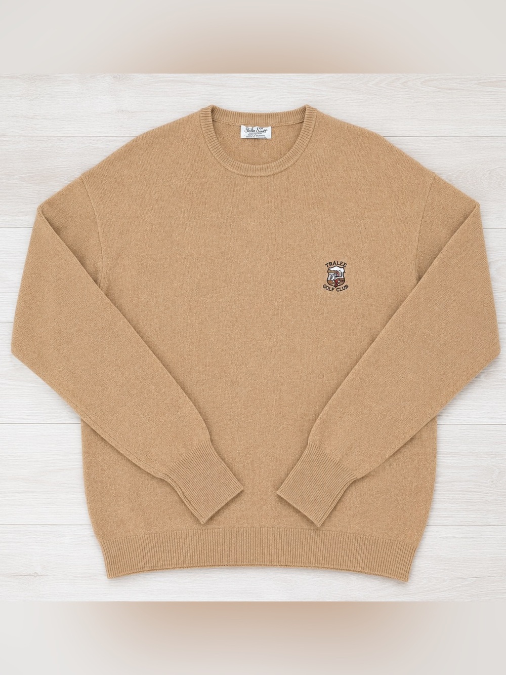 Peter Scott Scotland 100% Lambswool Golf Sweater Tan Made in Scotland XL